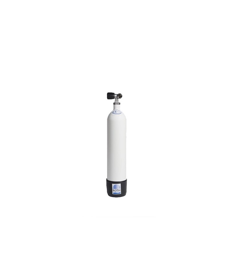 Mono bouteille de plongée Roth bloc acier 6 litres fluotourné avec pression de service 232 bars et robinet à 1 sortie