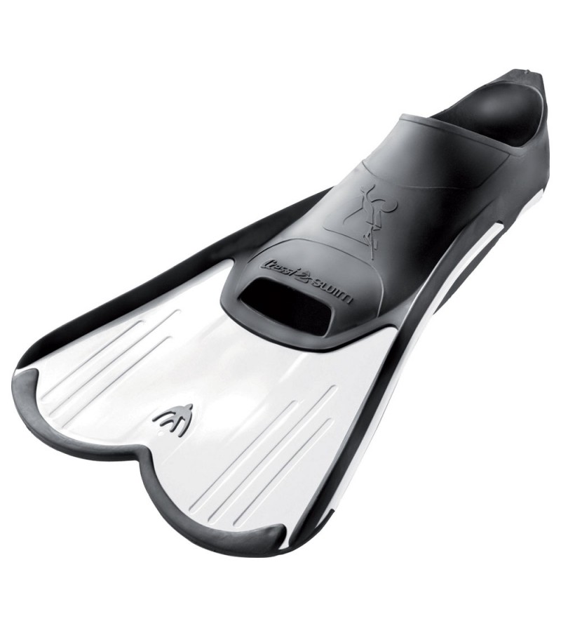 Palmes de natation chaussantes & courtes pour l'entrainement ou le snorkeling - blanc