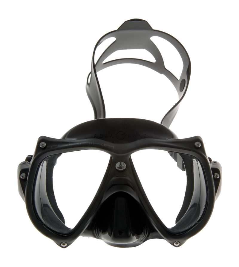Masque deux verres Aqualung Teknika Noir avec cerclage vissé, jupe confortable pour la plongée TEK, professionnelle ou loisir