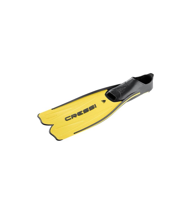Palmes chaussantes junior Cressi Rondinella Kid pour débuter le snorkeling et la randonée PMT. En bleu, aigue-marine & jaune