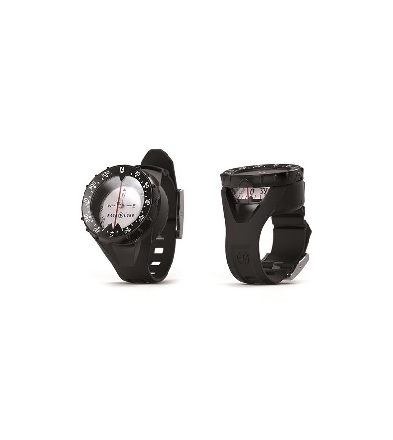Boussole Compas Aqualung avec cadran phosphorescent, fenêtre de lecture latérale et bracelet