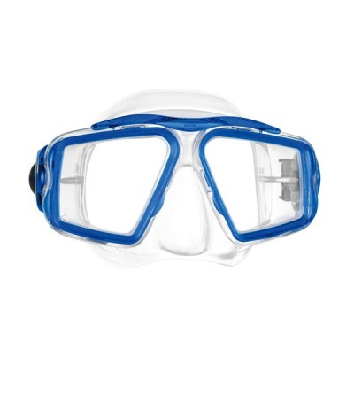 Masque deux verres avec jupe silicone Mares Opera au design classique et de fabrication robuste pour plongée & snorkeling - bleu
