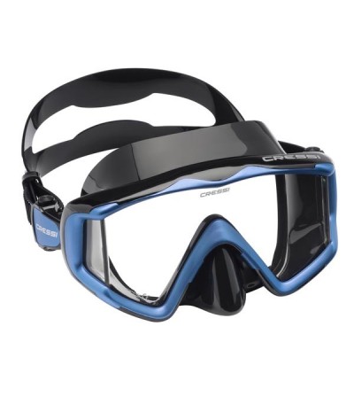 Masque monoverre Cressi Liberty Triside à vision panoramique pour une sensation de liberté en plongée et snorkeling - noir bleu