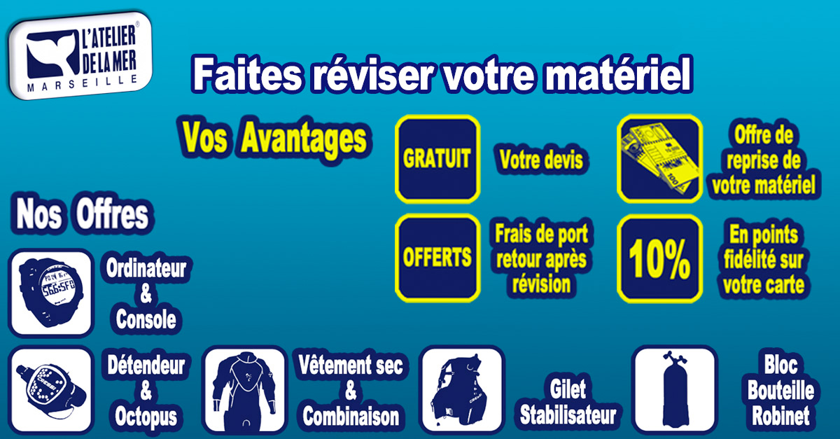 En 2019, plongez en toute sécurité grâce à notre service SAV d'entretetien et révision de matériel de plongée à Marseille